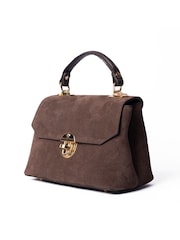LRM Goods The Suede Lucinda Top Brown Handle Bag - Image 4 of 6
