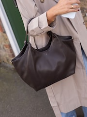 LRM Goods The Lily Leather Brown Tote Bag - Image 1 of 4