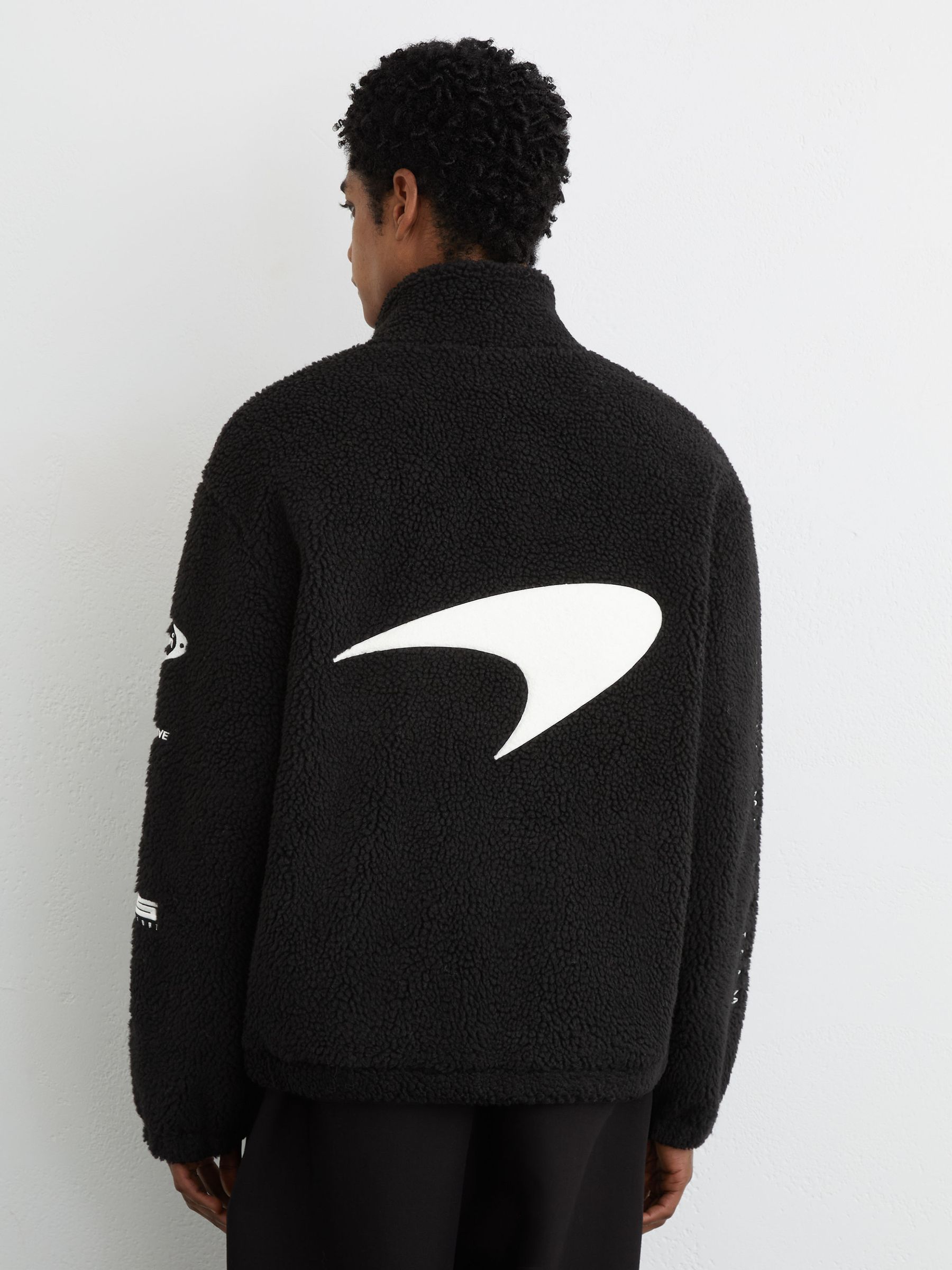 Buy Mclaren Black Nylo McLaren Racing Logo Fleece Jacket Unisex