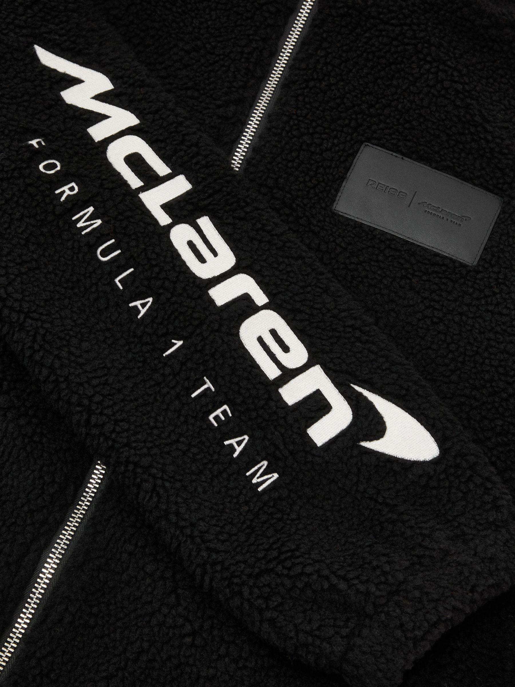 Buy Mclaren Black Nylo McLaren Racing Logo Fleece Jacket Unisex