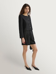 Posse Black Marchello Pleated Linen Shorts - Image 4 of 4