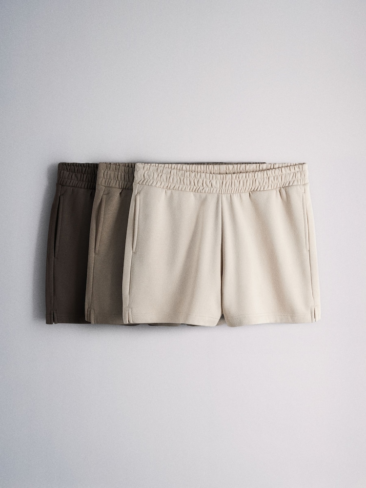 The Set 3 Pack Neutral Sweat Shorts Chocolate Brown - Image 1 of 6