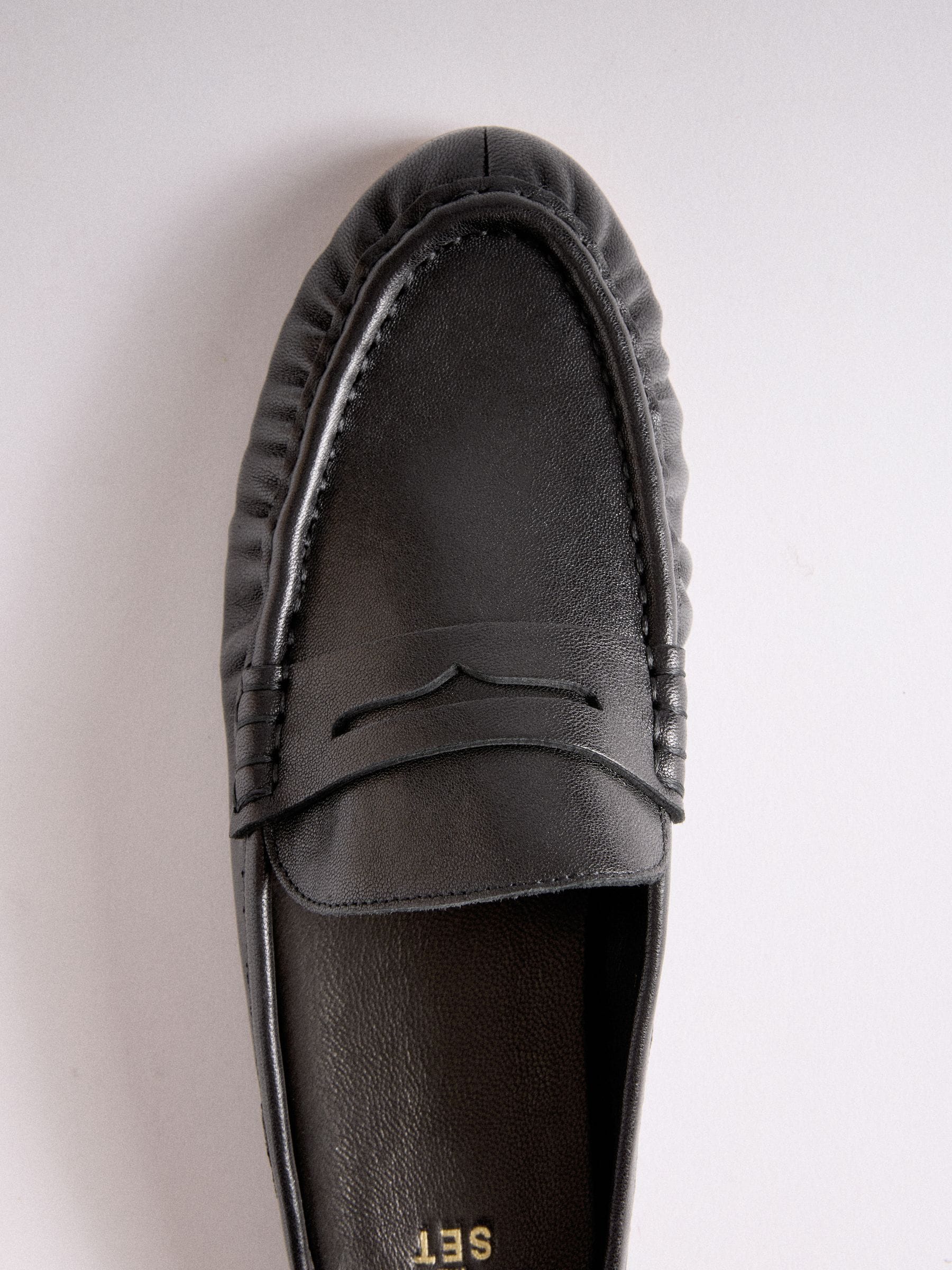 Buy The Set Black Premium Leather Suede Backless Loafers from Next USA