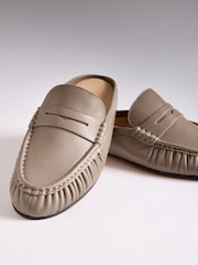 The Set Grey Premium Leather Suede Backless Loafers - Image 7 of 9
