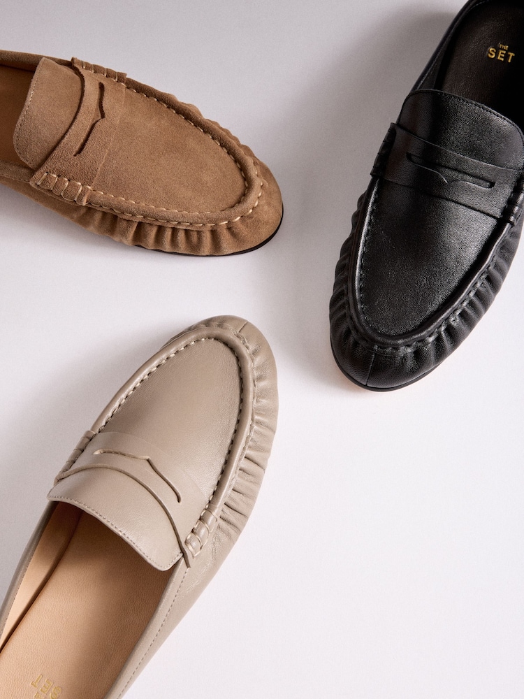 The Set Grey Premium Leather Suede Backless Loafers - Image 9 of 9
