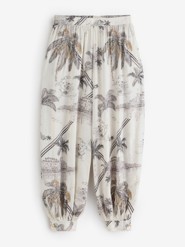 B by Ted Baker Mono Palm Viscose Balloon Beach Trousers - Larawan 8 ng 8 B by Ted Baker Mono Palm Viscose Balloon Beach Trousers - Larawan 8 ng 8
