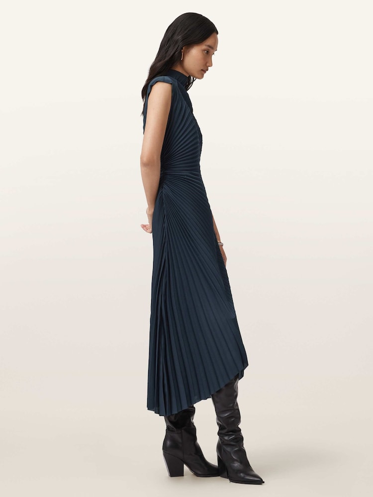 allsaints pleated dress Rayanna Pleated Midi Dress Black