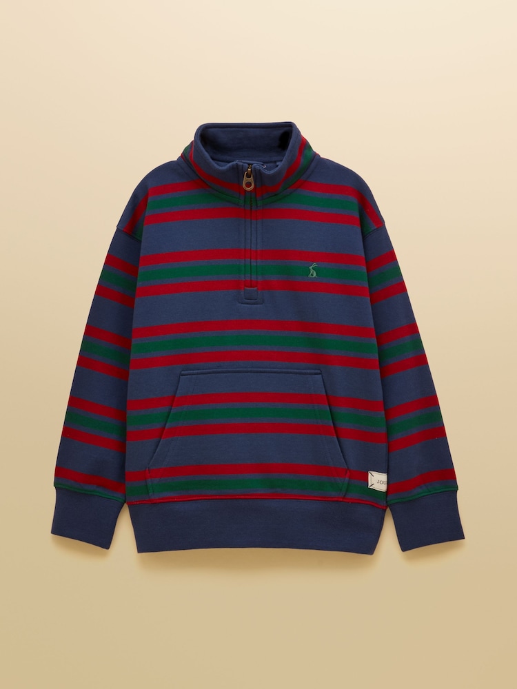 Navy Port Stripe - سويت شيرت بربع سحَّاب Alfie للأطفال من Joules - صورة 1 من 5 Navy Port Stripe - سويت شيرت بربع سحَّاب Alfie للأطفال من Joules - صورة 1 من 5