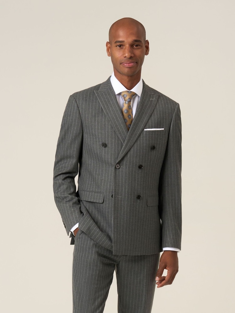 Skopes Grey Double Breasted Cassius Single Breasted Tailored Fit Stripe Suit Jacket - Image 1 of 6 Skopes Grey Double Breasted Cassius Single Breasted Tailored Fit Stripe Suit Jacket - Image 1 of 6