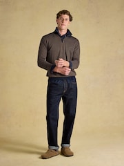 Joules Hillside Navy & Brown Striped Quarter Zip Knitted Jumper - Image 3 of 7