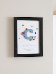 New Baby Rocket & Planets Initial Print by No Ordinary Gift - Image 1 of 2