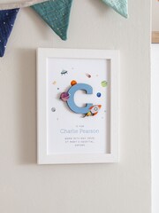 New Baby Rocket & Planets Initial Print by No Ordinary Gift - Image 2 of 2