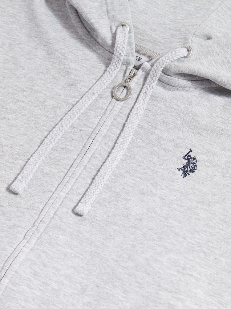 U.S. Polo Assn. Grey Womens Double Horsemen Zip Through Sweatshirt - Image 8 of 8