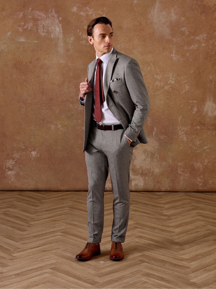 Skopes Brown Tapered Fit Cannon Houndstooth Suit Trousers - Image 1 of 5 Skopes Brown Tapered Fit Cannon Houndstooth Suit Trousers - Image 1 of 5
