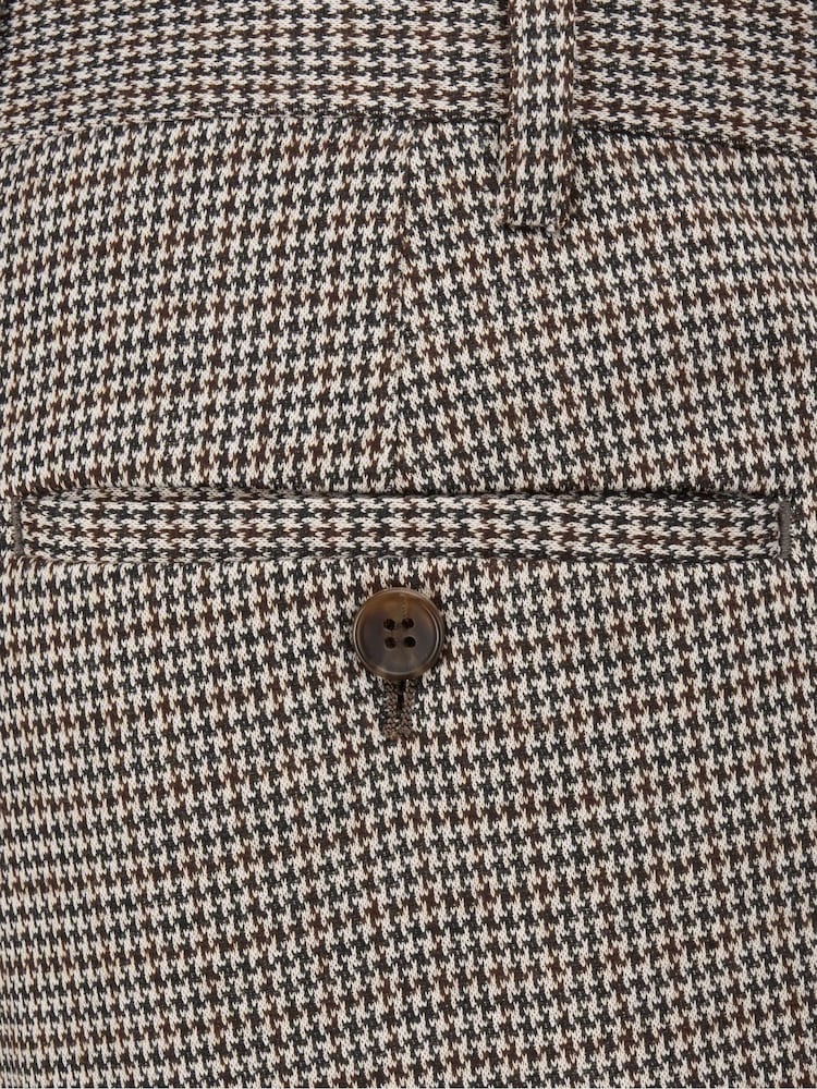 Skopes Brown Tapered Fit Cannon Houndstooth Suit Trousers - Image 5 of 5 Skopes Brown Tapered Fit Cannon Houndstooth Suit Trousers - Image 5 of 5