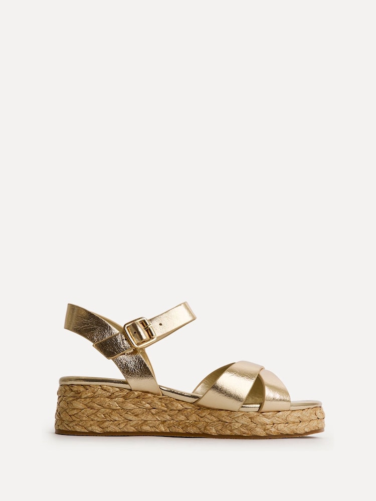 Linzi Gold Magnolia Crossover Flatform Sandals - Image 2 of 5