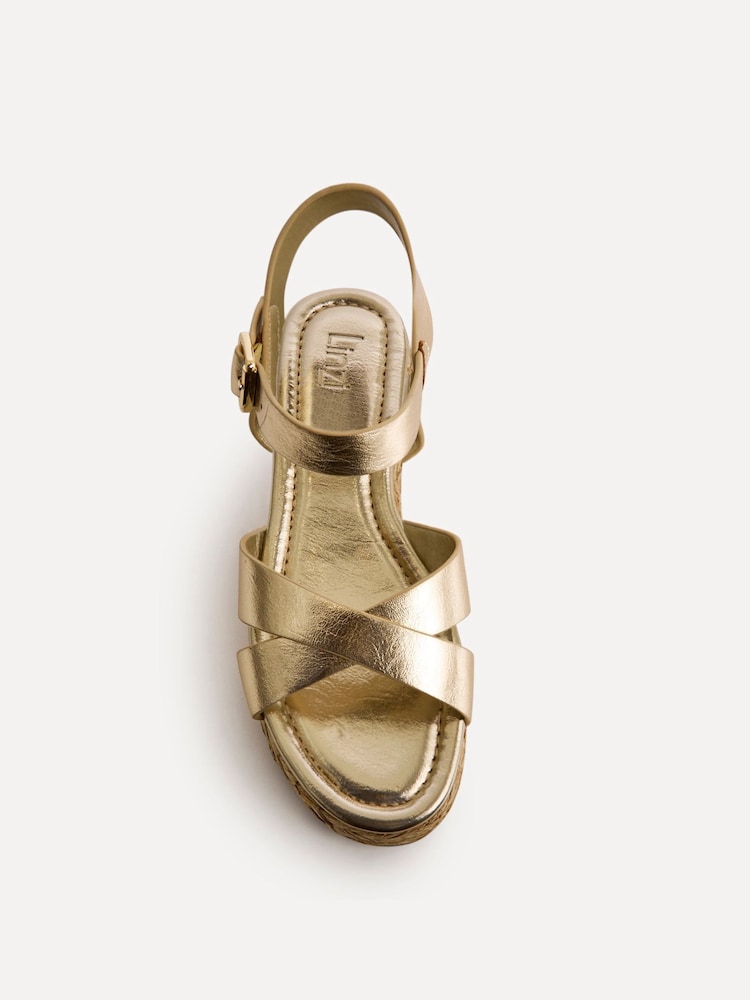 Linzi Gold Magnolia Crossover Flatform Sandals - Image 5 of 5