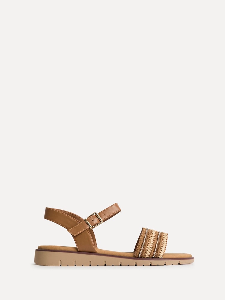 Linzi Brown Lumos Weaved Embellished Flat Sandals - Image 2 of 5