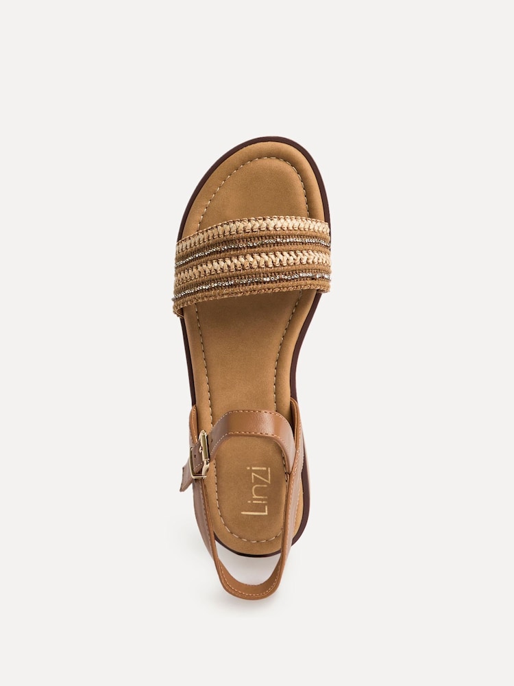 Linzi Brown Lumos Weaved Embellished Flat Sandals - Image 5 of 5