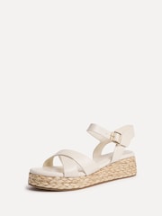 Linzi Cream Magnolia Crossover Flatform Sandals - Image 3 of 5