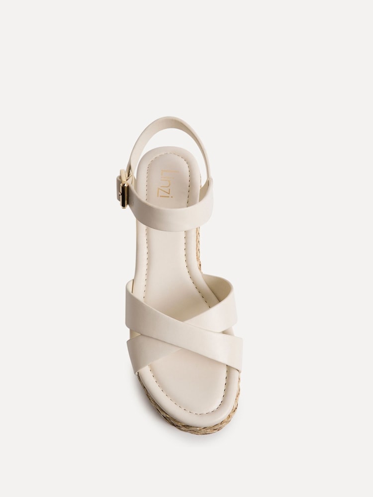 Linzi Cream Magnolia Crossover Flatform Sandals - Image 5 of 5