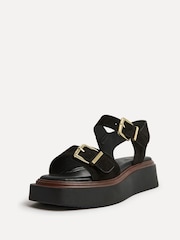 Linzi Black Source Wide Fit With Buckle Straps Flatform Sandals - Image 3 of 5