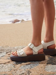 Linzi Nude Source Wide Fit With Buckle Straps Flatform Sandals - Image 1 of 5