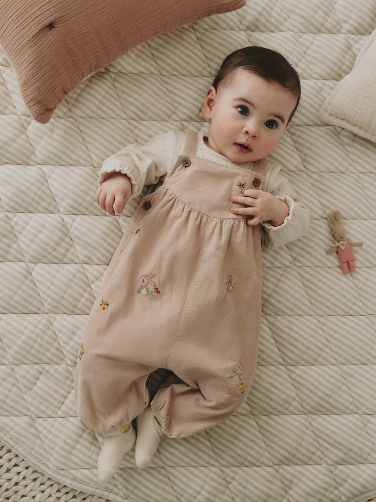 Ecru Bunny Baby Cord Dungraee And Long Sleeve Bodysuit 2 Piece Set (0mths-2yrs) - Image 1 of 16