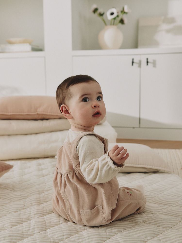 Ecru Bunny Baby Cord Dungraee And Long Sleeve Bodysuit 2 Piece Set (0mths-2yrs) - Image 2 of 16