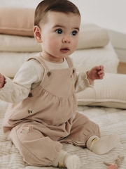 Ecru Bunny Baby Cord Dungraee And Long Sleeve Bodysuit 2 Piece Set (0mths-2yrs) - Image 3 of 16