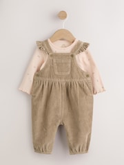 Sage Green Cord Dungaree and Bodysuit Baby Set 2 Piece (0mths-2yrs) - Image 1 of 11