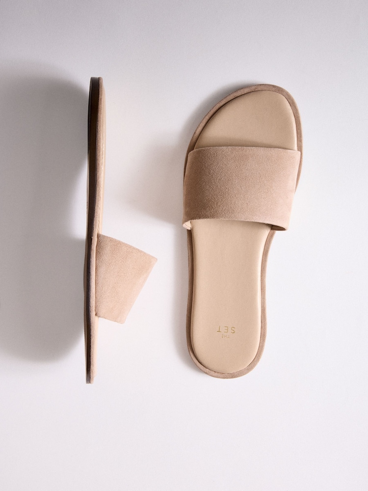 The Set Premium Slip On Mule Sandals Sand Suede - Image 1 of 6 The Set Premium Slip On Mule Sandals Sand Suede - Image 1 of 6