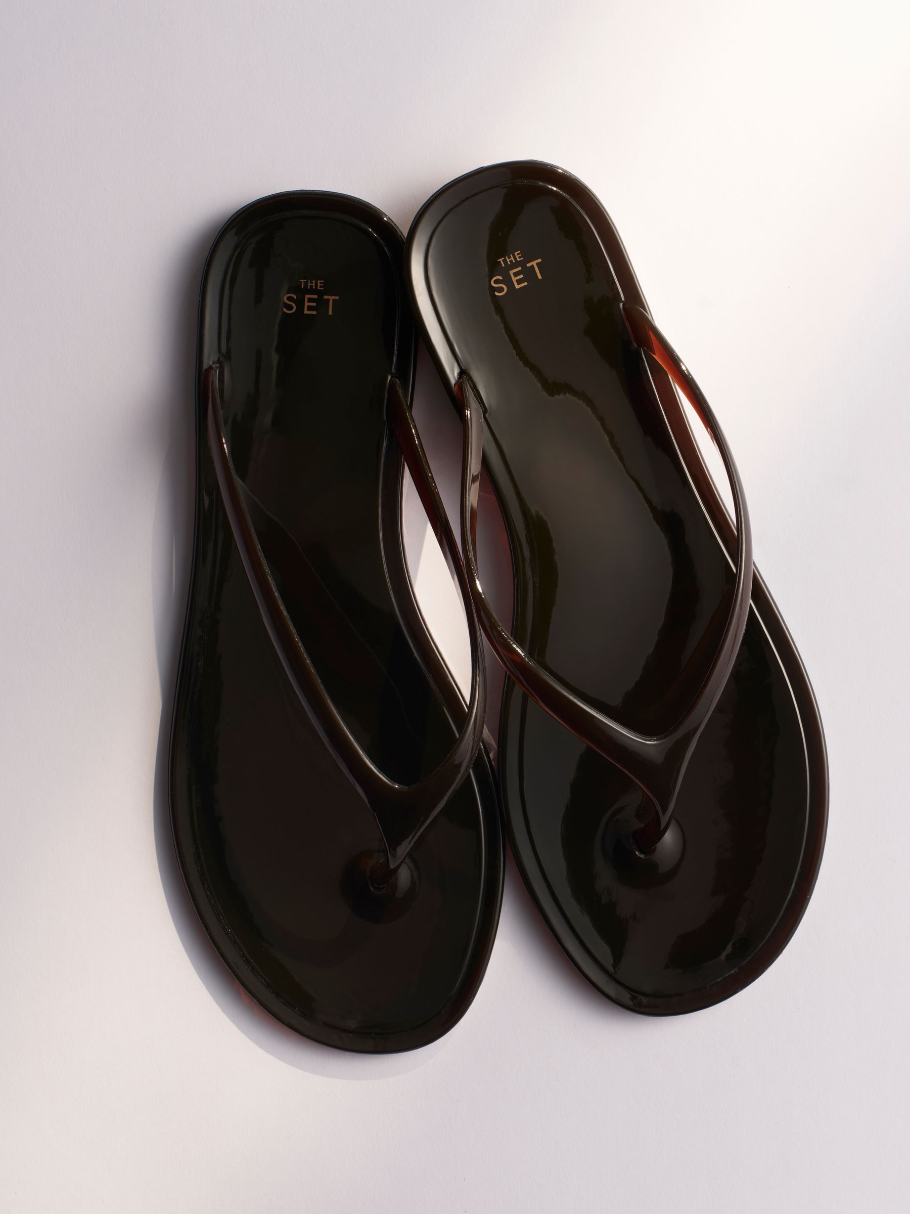 The Set Jelly Flip Flop Toe Thong Sandals Brown