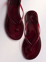 The Set Jelly Flip Flop Toe Thong Sandals Red - Image 4 of 4
