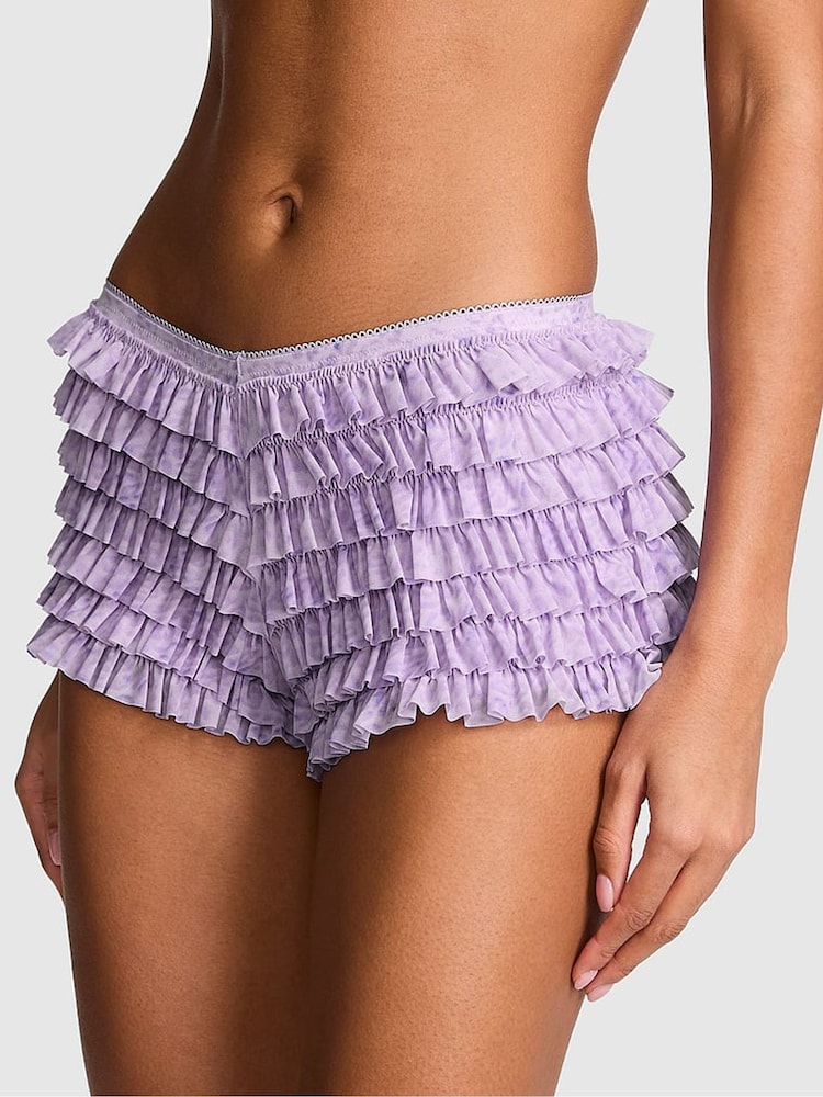 Victoria's Secret Pink Lavender Purple  Leopard Print Bloomer Mesh Knickers - Image 1 of 2