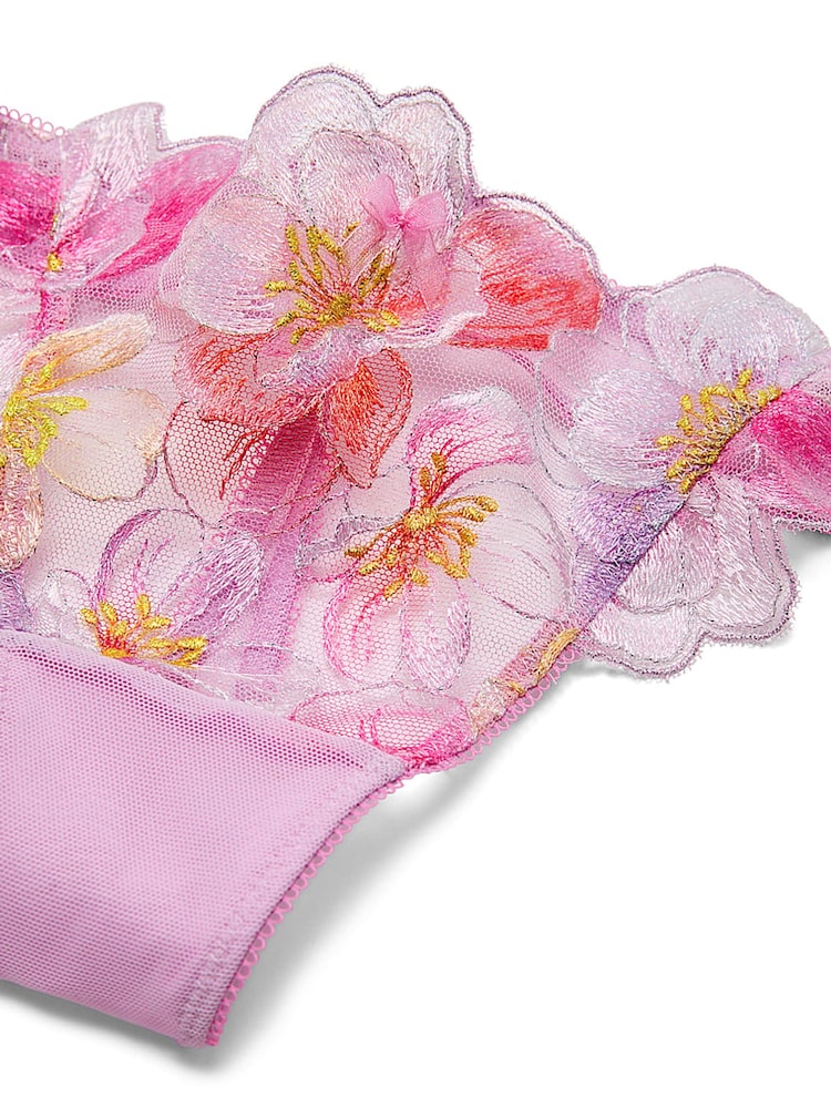 Victoria's Secret Watercolour Pink Thong Embroidery Knickers - Image 4 of 4