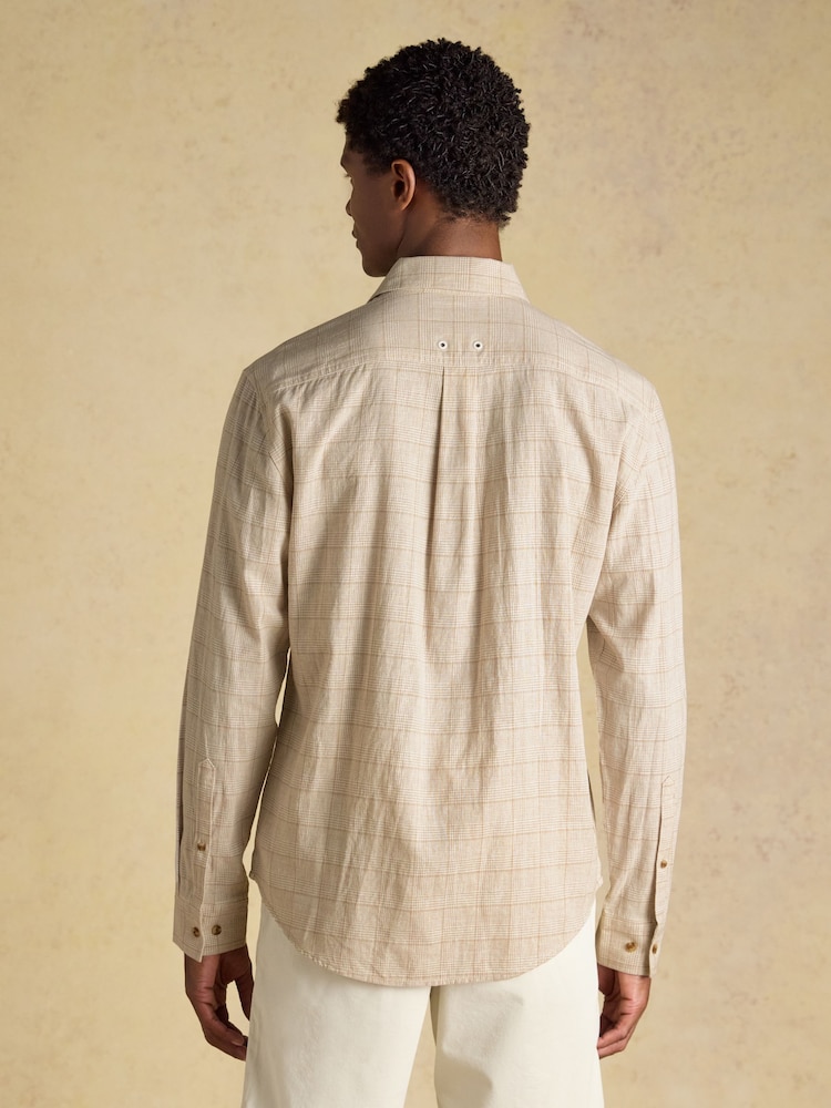 Joules Oatmeal Linen Blend Long Sleeve Shirt - Image 2 of 6 Joules Oatmeal Linen Blend Long Sleeve Shirt - Image 2 of 6