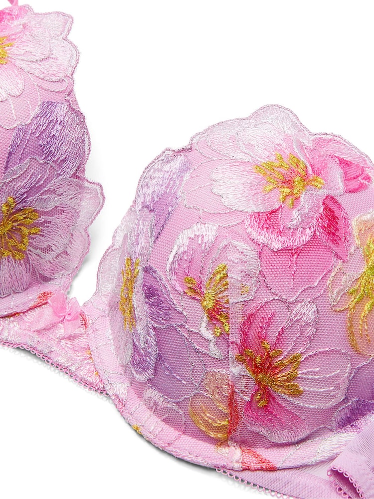 Victoria's Secret Watercolour Pink Push Up Embroidery Bra - Image 4 of 4
