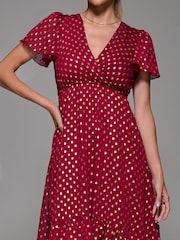 Jolie Moi Red Petite Short Sleeve Midaxi Dress - Image 2 of 6