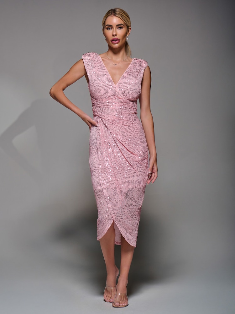 Buy Jolie Moi Pink Aisla Ruched Sequin Bodycon Dress from Next Netherlands