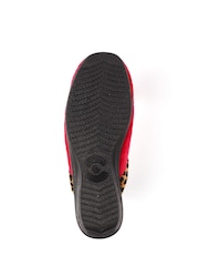 Lunar Red Michelle Animal Print Trim Wedged Mule Slippers - Image 8 of 9
