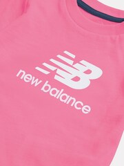 New Balance Pink Stacked Logo T-Shirt - Image 3 of 3