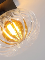 Searchlight Black 1 Light Ribbed Glass Wall Light - Image 4 of 5