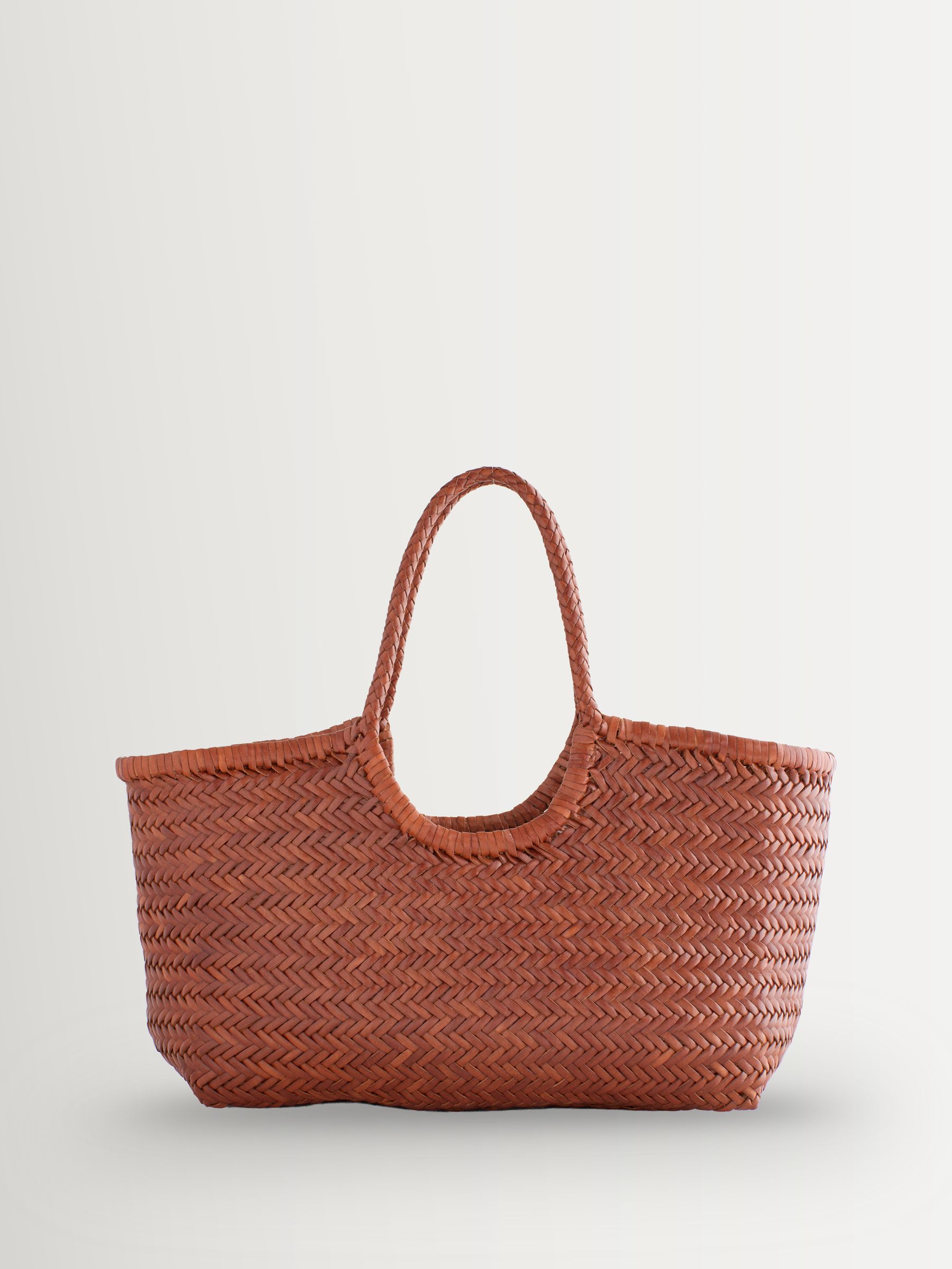 Dragon Diffusion Nantucket Women's Large Handwoven Leather Tote Bag - Tan [Wear] - Image 3