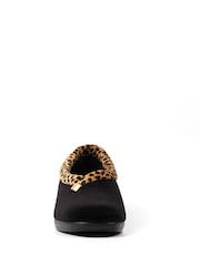 Lunar Black Paloma Animal Print Trim Wedged Slippers - Image 4 of 8