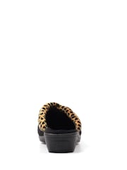 Lunar Black Paloma Animal Print Trim Wedged Slippers - Image 5 of 8