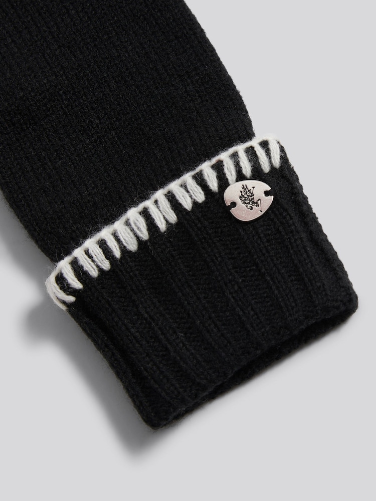 U.S. Polo Assn. Black Whipstitch Knit Gloves - Image 2 of 3 U.S. Polo Assn. Black Whipstitch Knit Gloves - Image 2 of 3