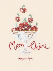 Konges Sløjd Cream Famo Mon Cherry Print Puff Sleeve T-Shirt - Image 4 of 4
