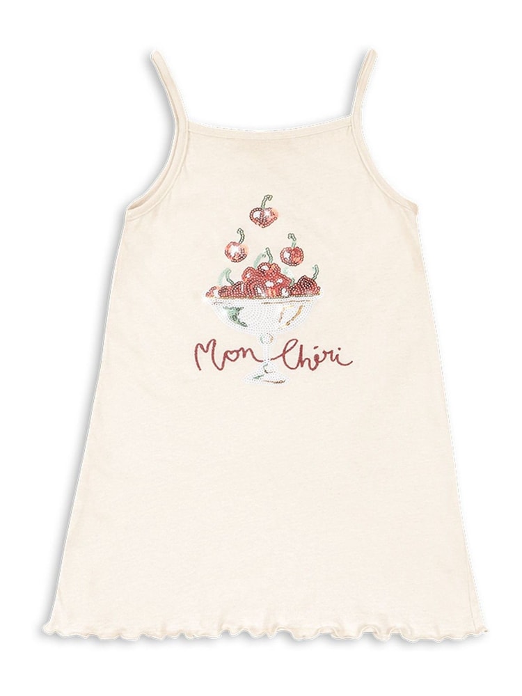 Konges Sløjd Cream Famo Mon Cherry Print Strap Dress - Image 1 of 4