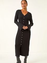 Roman Petite Knitted Button Detail Midi Dress - Imagen 2 de 5